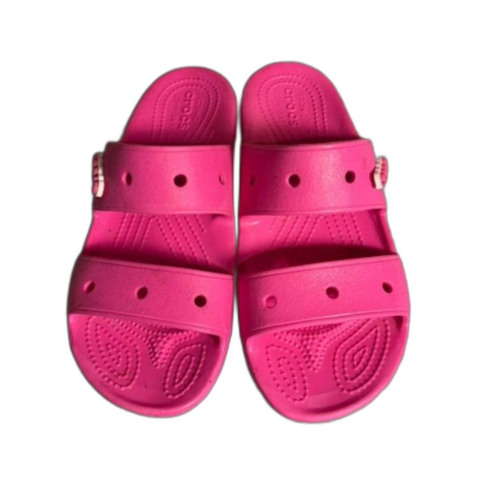 Crocs Cleo Sandals Womens Size 9 Hot Pink Two Strap Slide Comfort Shoes